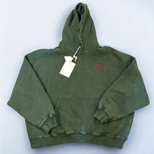 AELFRIC EDEN BOXY FIT DISTRESSED WASHED HOODIE GREEN Size Large NEW WITH TAGS